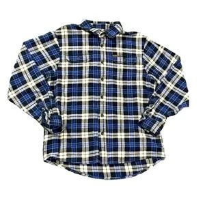 Orvis Mens Big Bear Heavyweight Long Sleeve Sz XL Flannel Shacket (Blue Plaid)